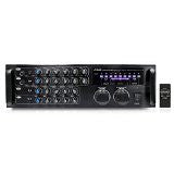 Pyle PMXAKB1000 Bluetooth 1000-Watt Karaoke Mixer with Two Microphone Inputs, RCA Audio/Video and Rack Mountable